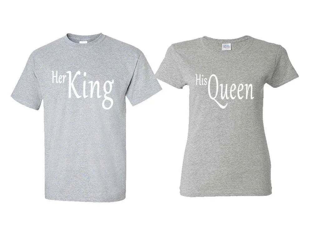 Her King His Queen Couple Matching T Shirts Man and Woman Style Shirts