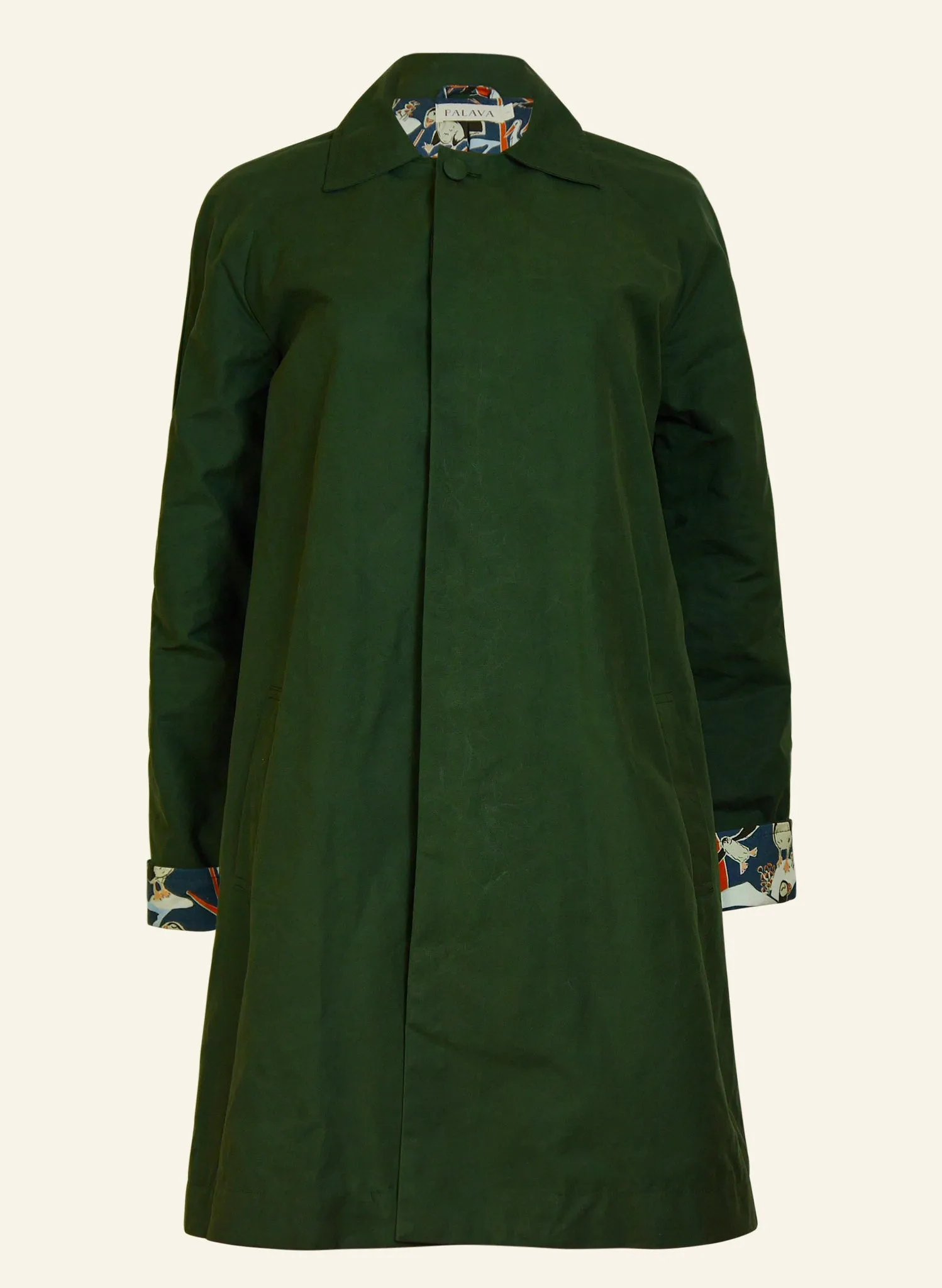 Heritage - Dark Green Trench Coat Puffin Lining