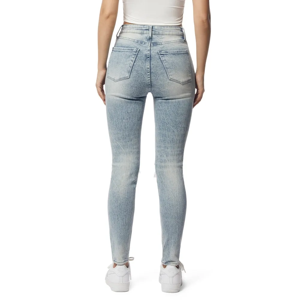 High Rise Slim Skinny Racing Denim Jeans - Lowell Blue