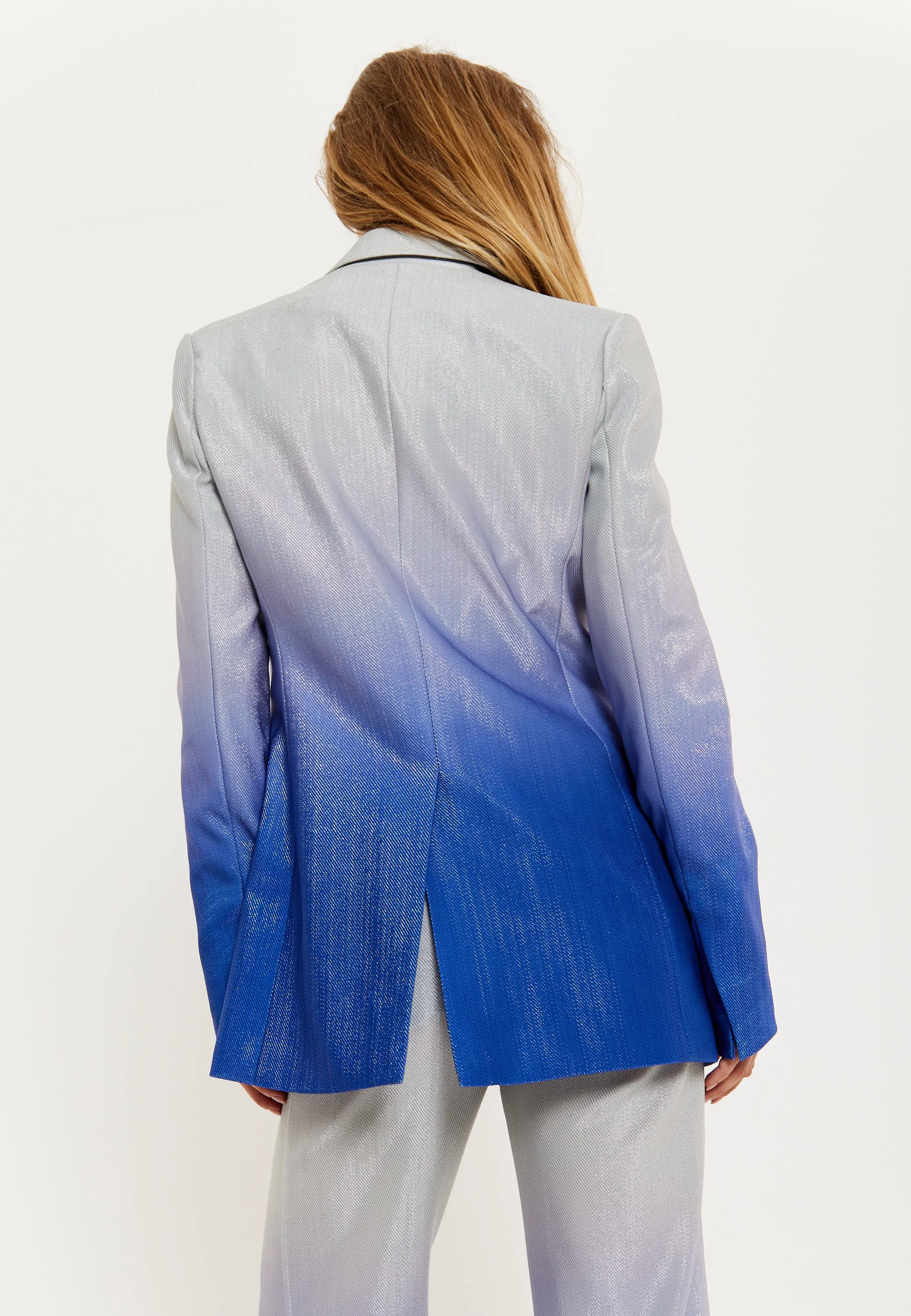 House of Holland Ombre Shimmer Blazer In Blue And Silver