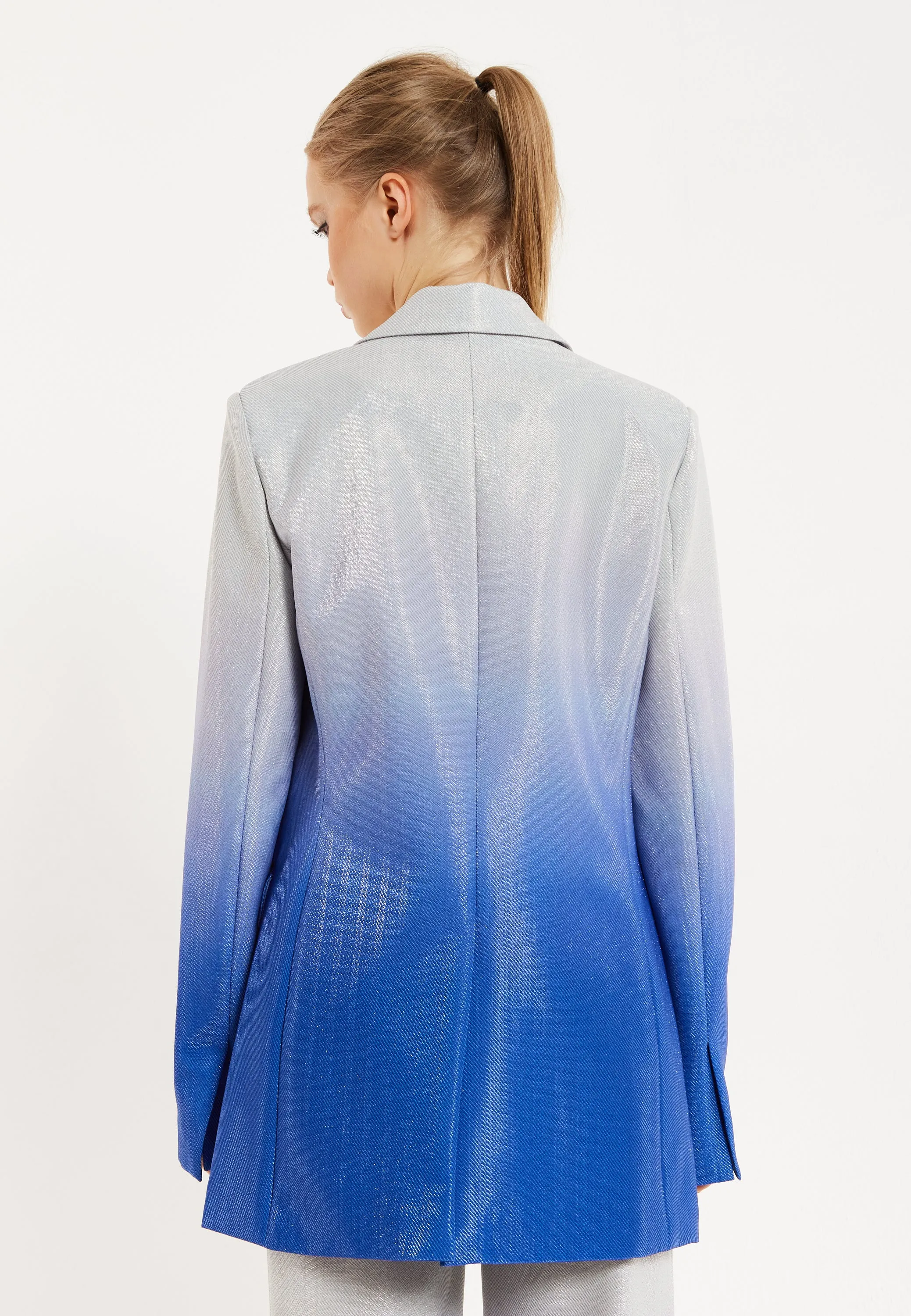 House of Holland Ombre Shimmer Blazer In Blue And Silver