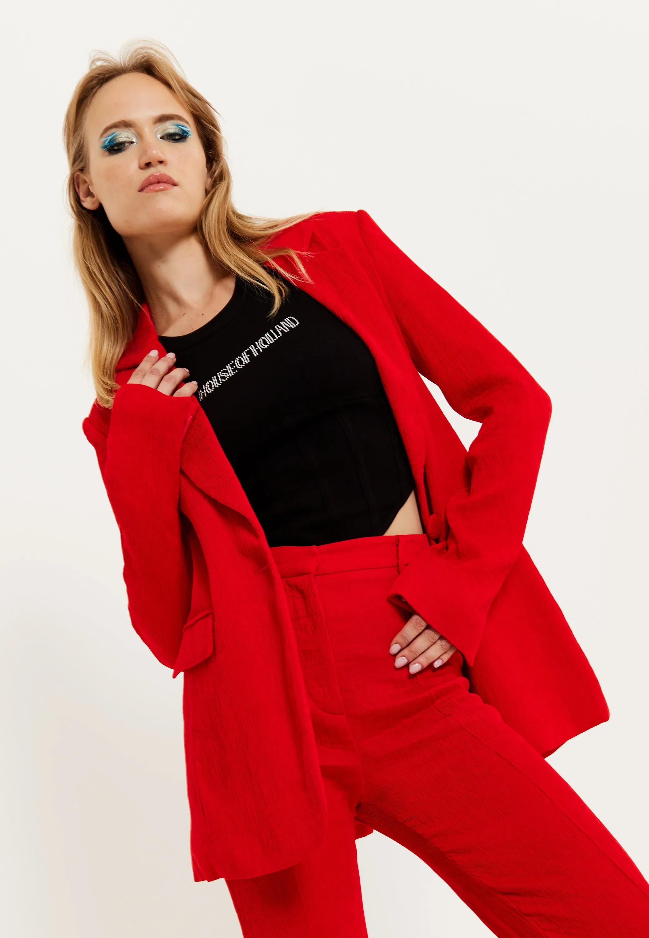 House of Holland Red Block Colour Pleat Blazer