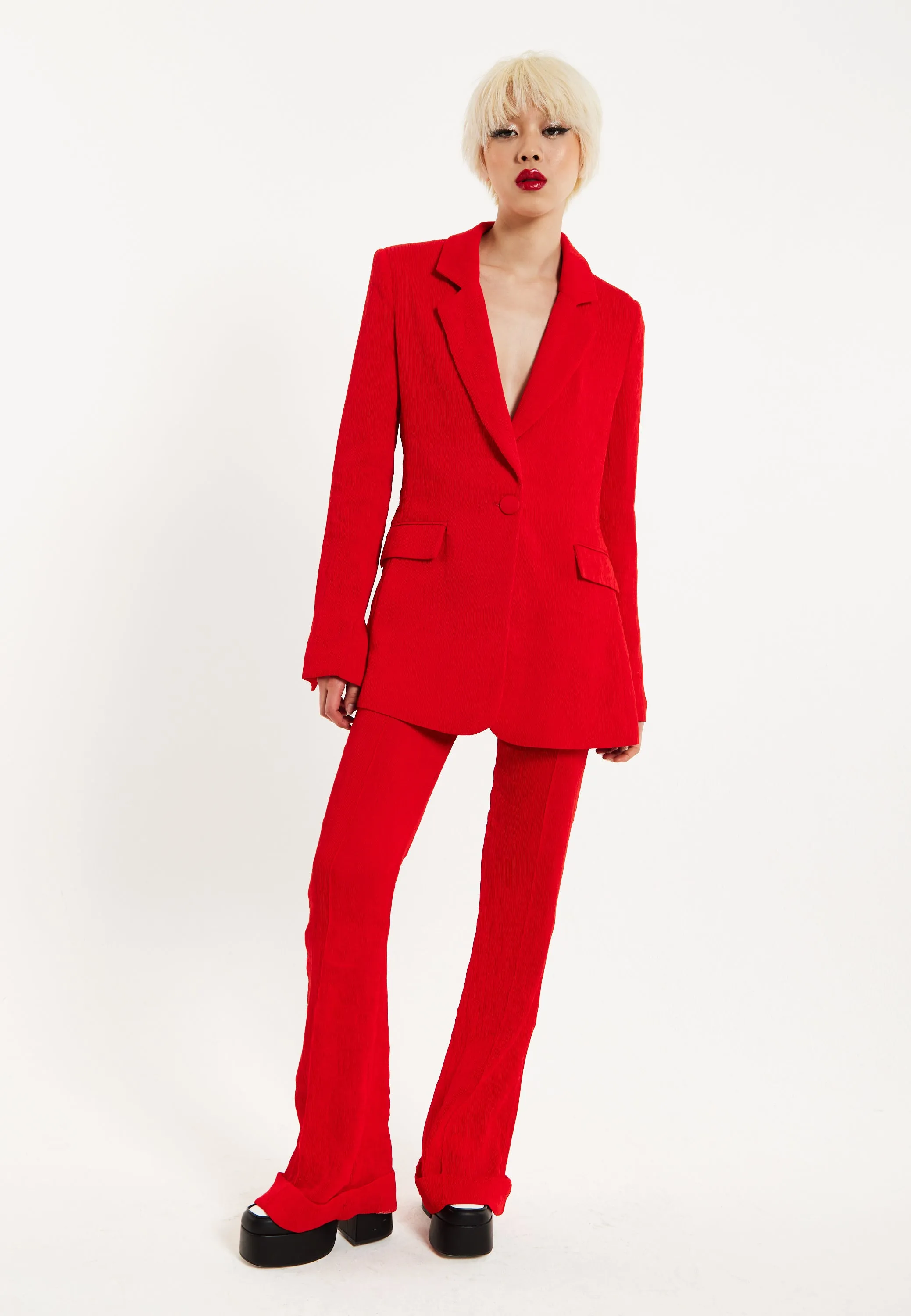 House of Holland Red Block Colour Pleat Blazer