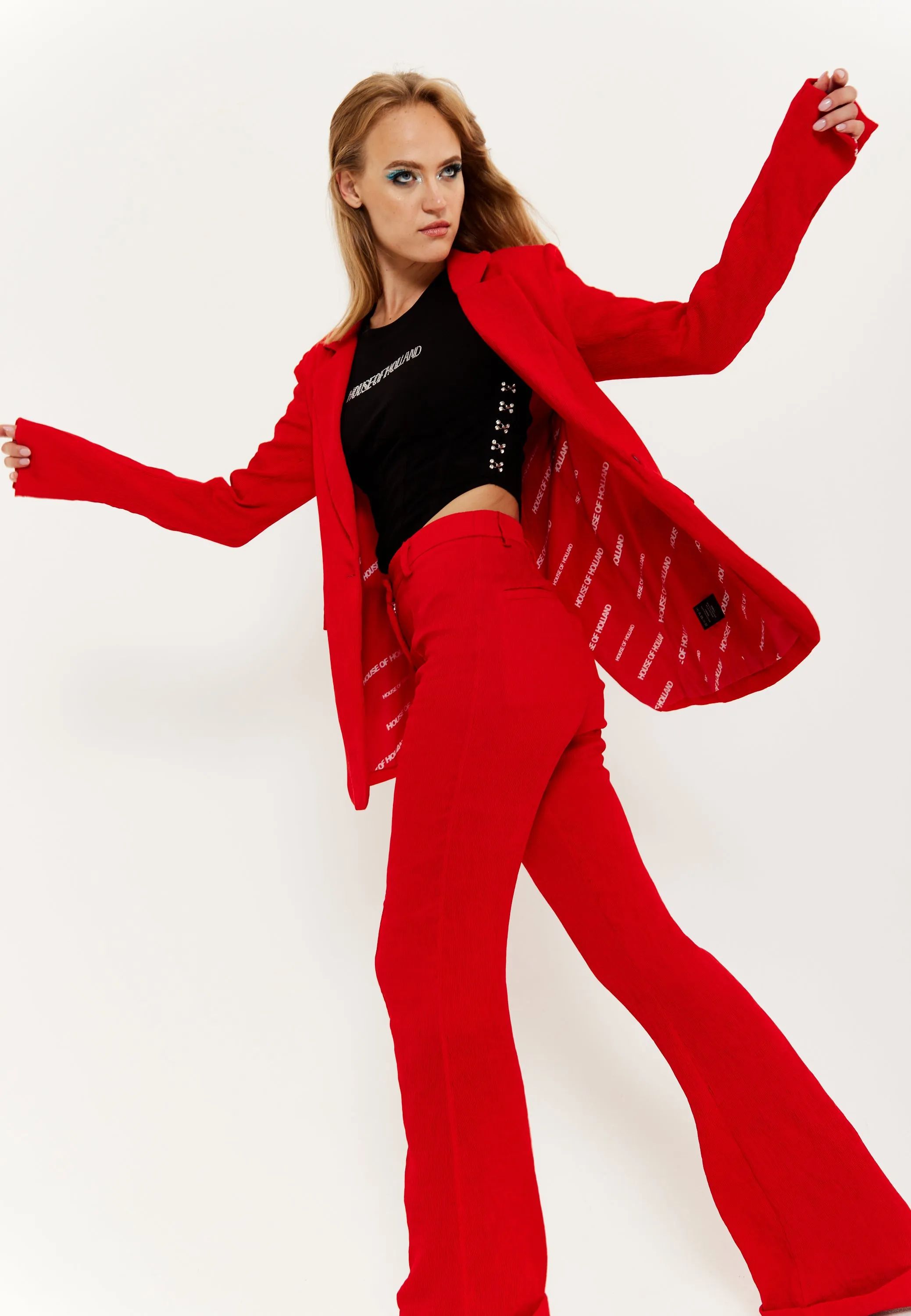 House of Holland Red Block Colour Pleat Blazer