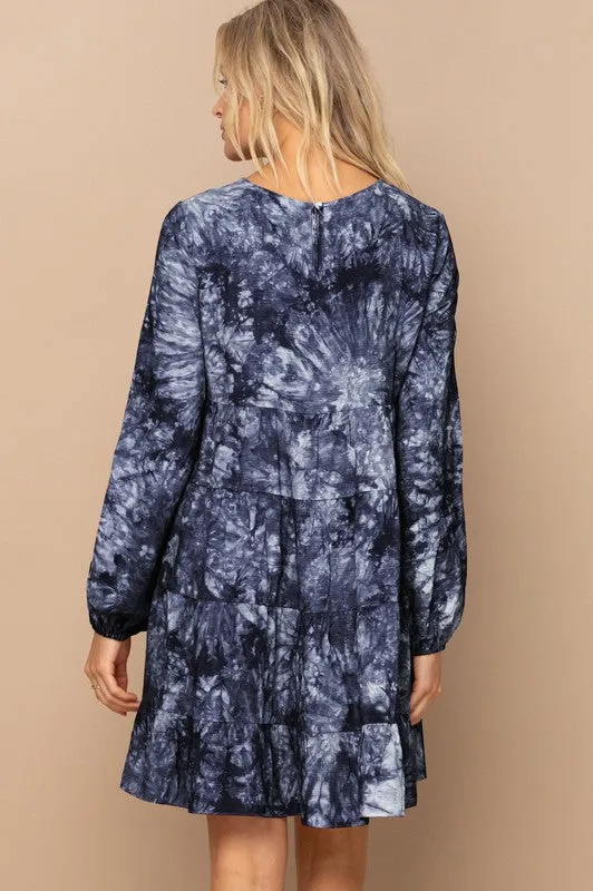 Leslie Tie Dye Tunic Dress-Navy or Wine