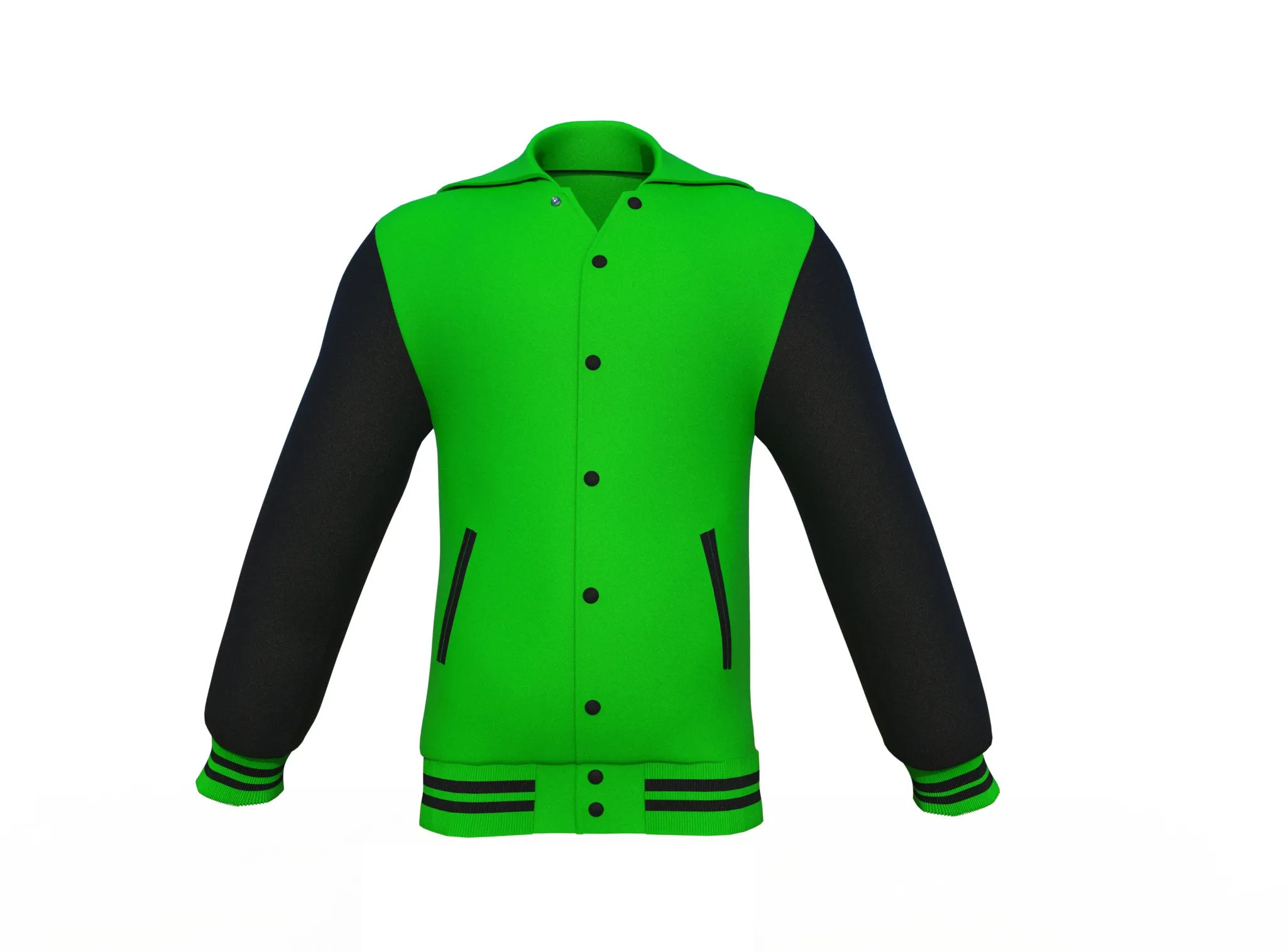 Light Green Varsity Letterman Jacket with Black Sleeves