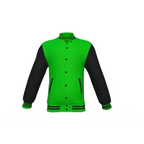 Light Green Varsity Letterman Jacket with Black Sleeves