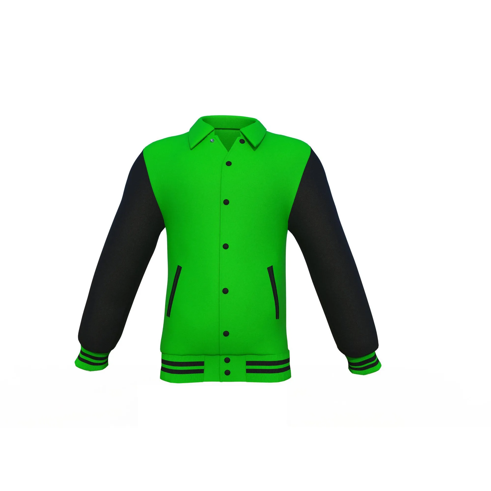 Light Green Varsity Letterman Jacket with Black Sleeves