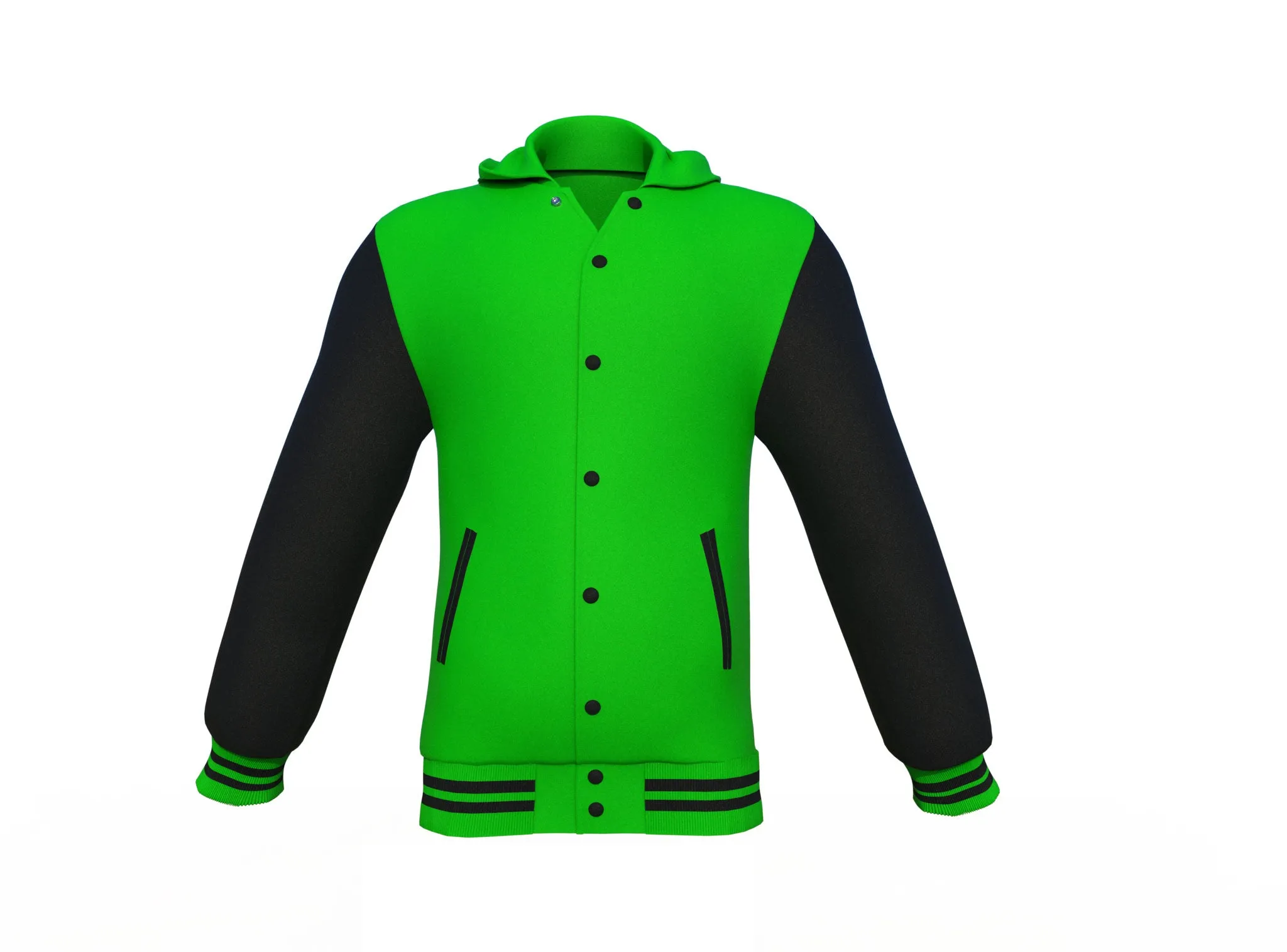 Light Green Varsity Letterman Jacket with Black Sleeves