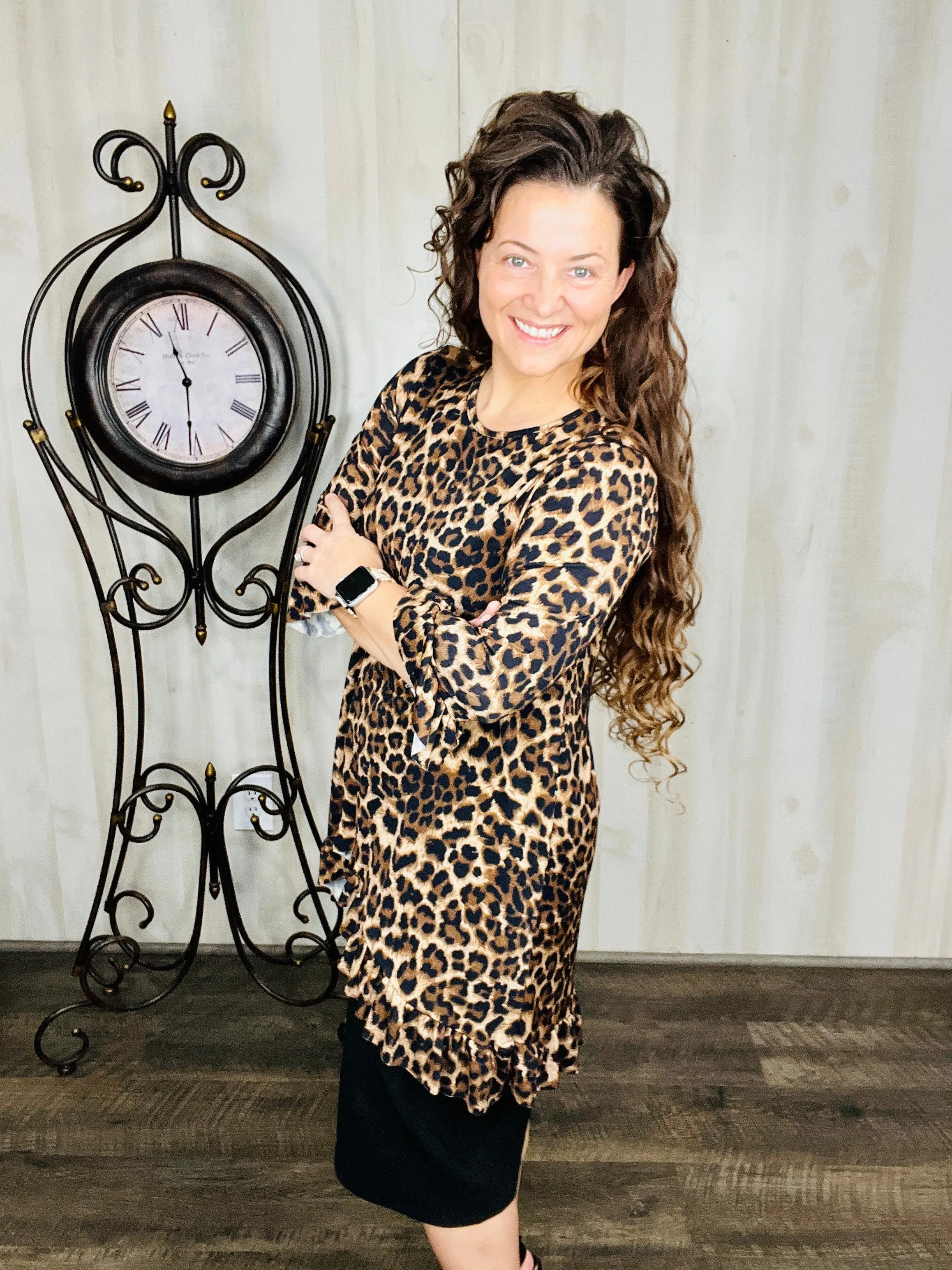 Maria Ruffle Tunic-Leopard