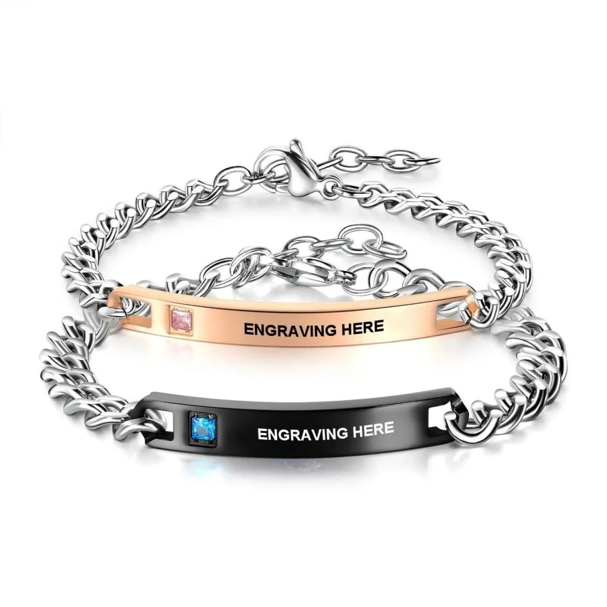 Matching Couple Bracelets With Custom Engraving