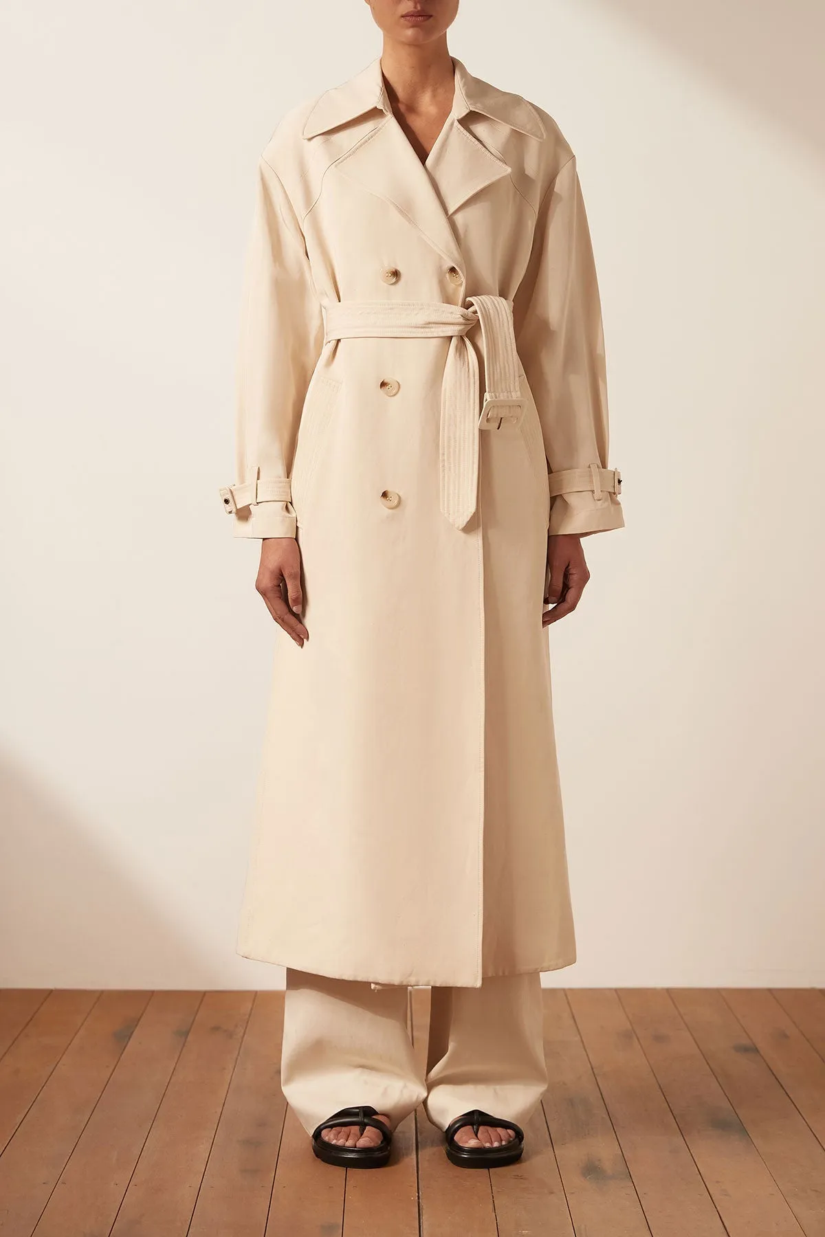 MATILDA LINEN TRENCH COAT - CREMA