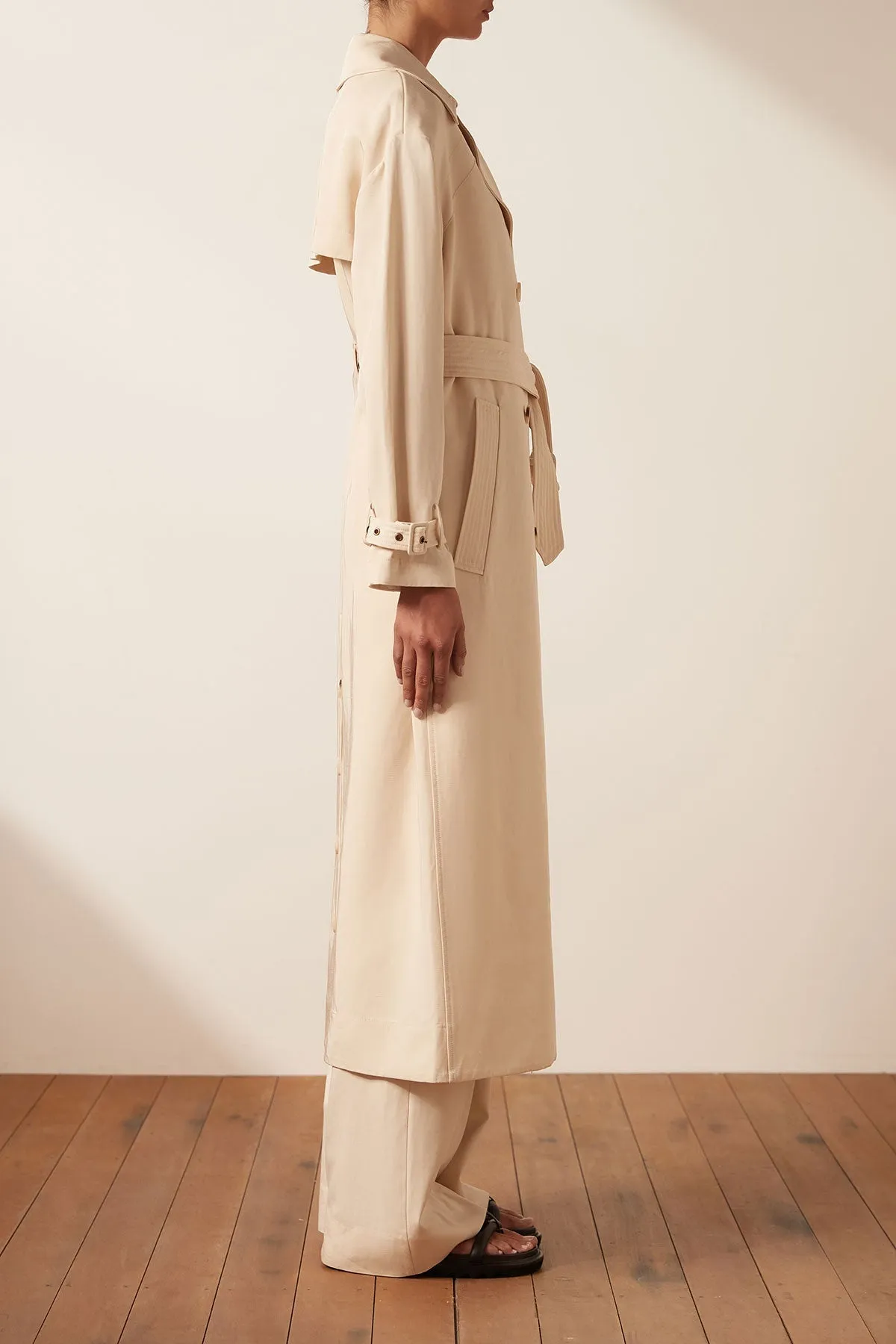 MATILDA LINEN TRENCH COAT - CREMA