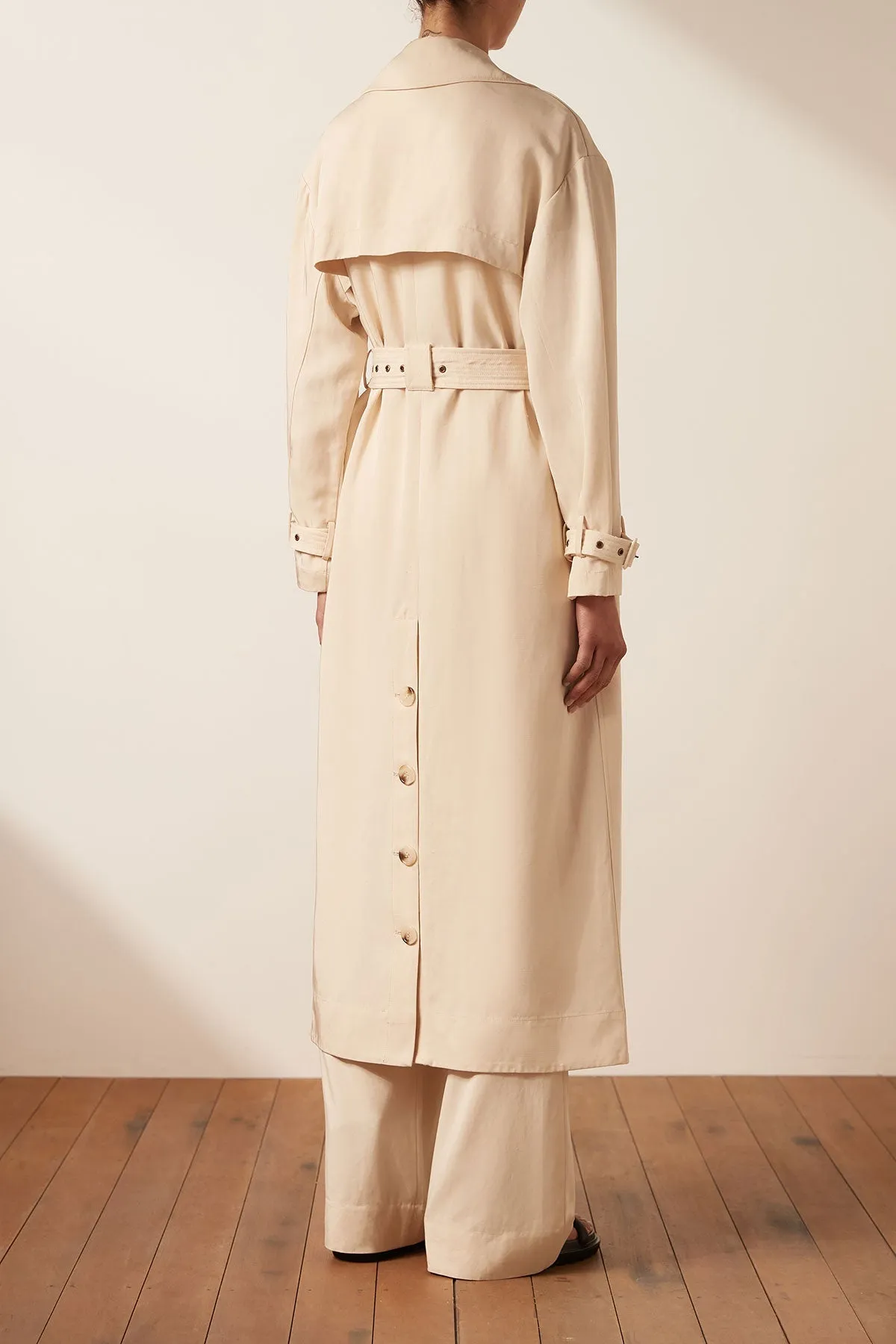 MATILDA LINEN TRENCH COAT - CREMA