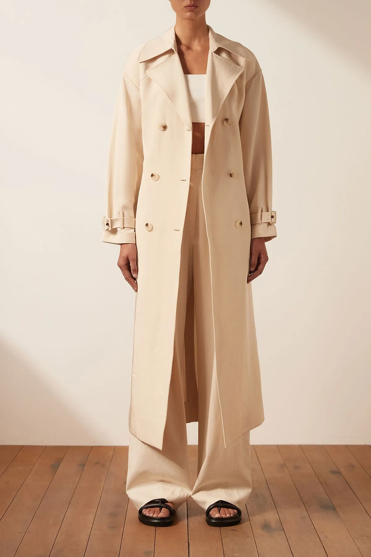 MATILDA LINEN TRENCH COAT - CREMA