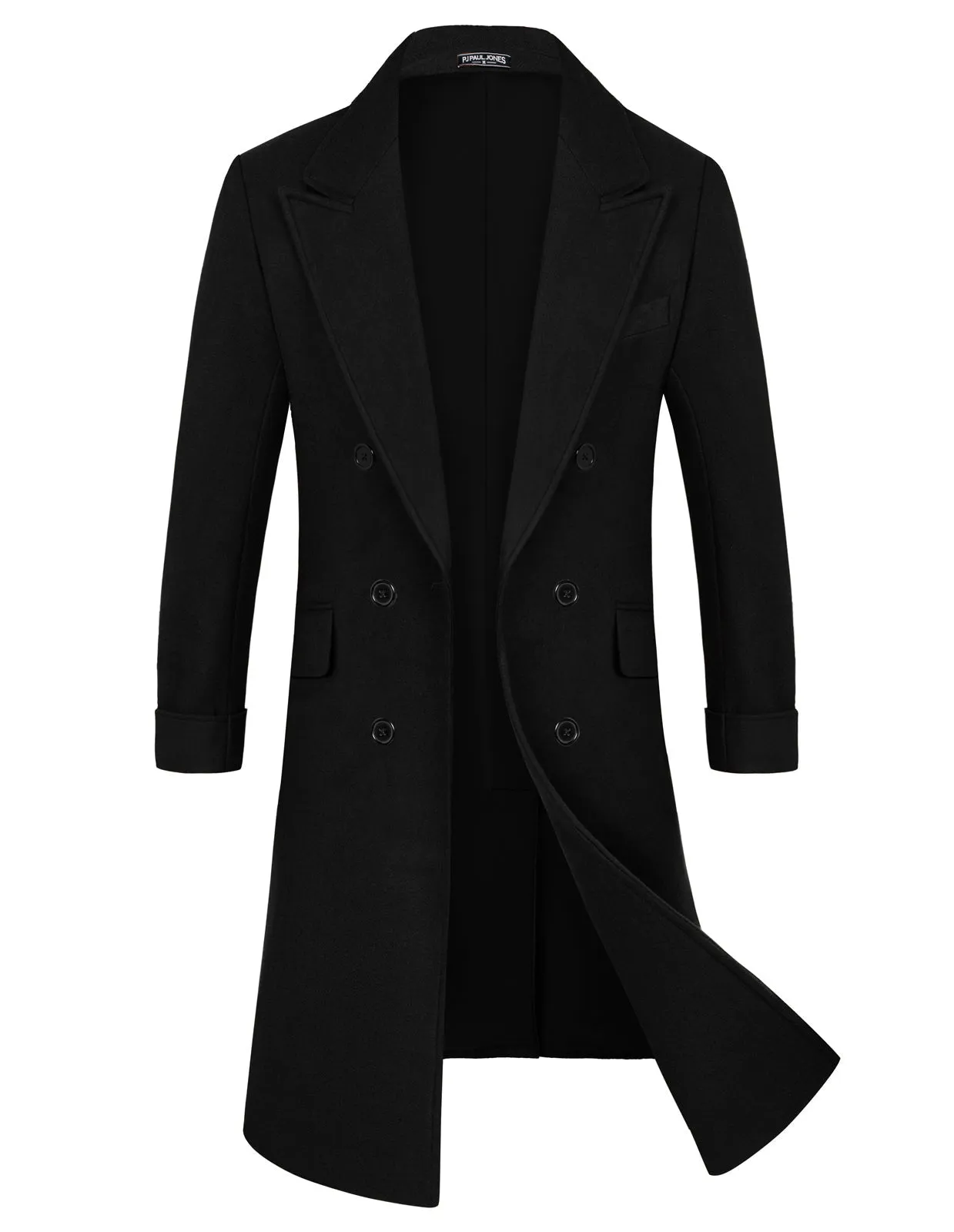 Men's Double Breasted Unisex Peacoat Wool Blend Long Trench Coats