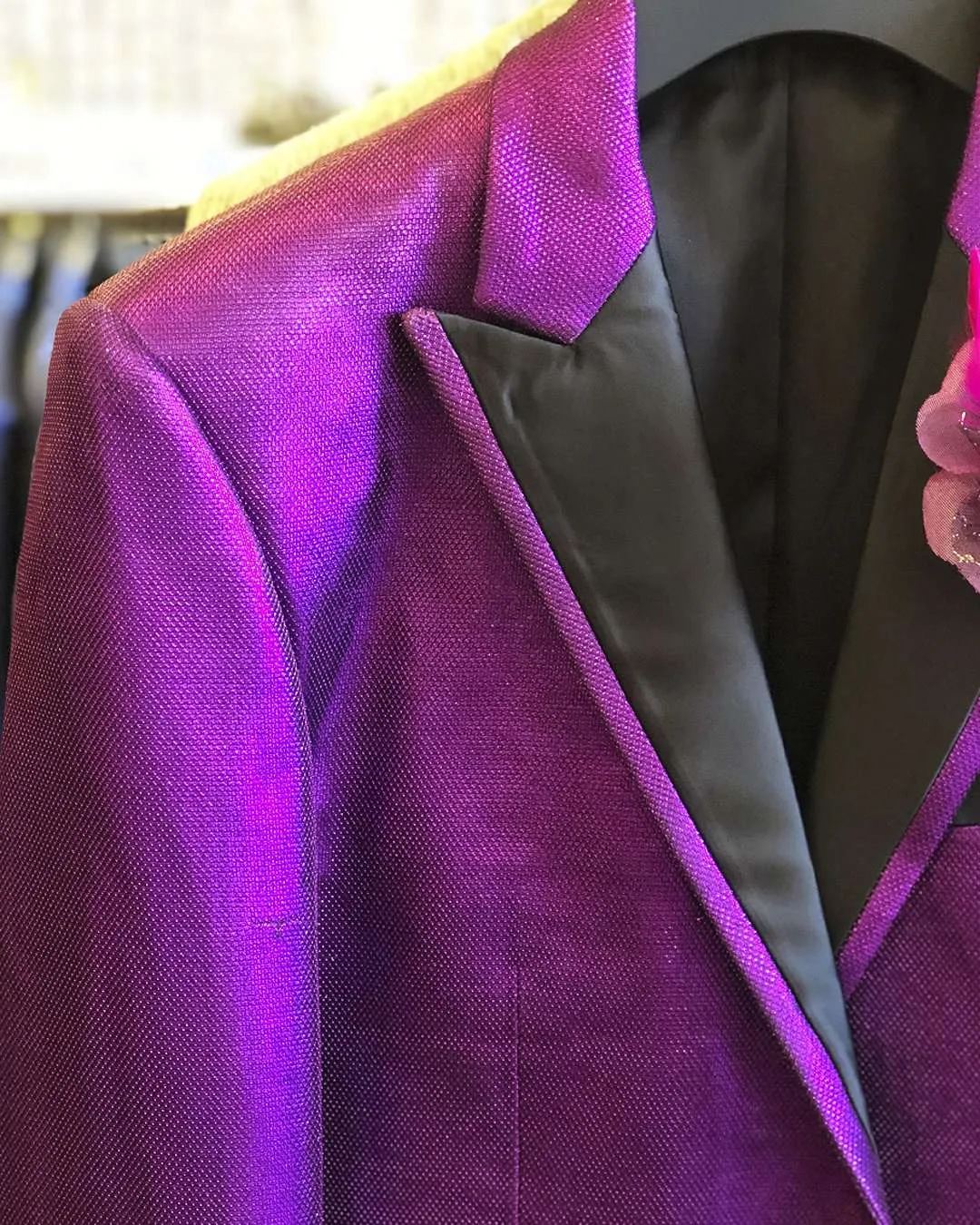 Men's Fashion Blazer, Lurex 2 Purple -40 Long - Tuxedo - Prom - Jacket