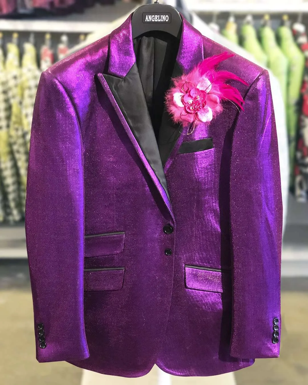 Men's Fashion Blazer, Lurex 2 Purple -40 Long - Tuxedo - Prom - Jacket