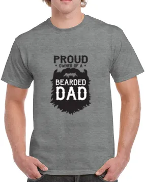 Men's Proud Owner of a Bearded Dad Heavy Cotton Classic Fit Round Neck Short Sleeve T-Shirts – S ~ 3XL