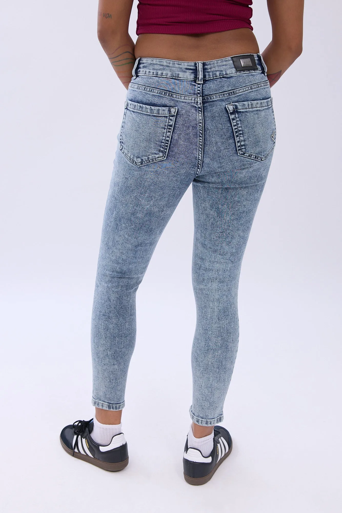 Mid Rise Cropped Skinny Jeans