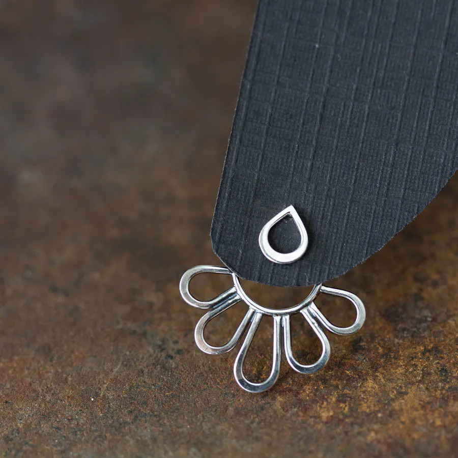 Modern Minimal Silver Petals Ear Jackets, Front And Back Earring Sets