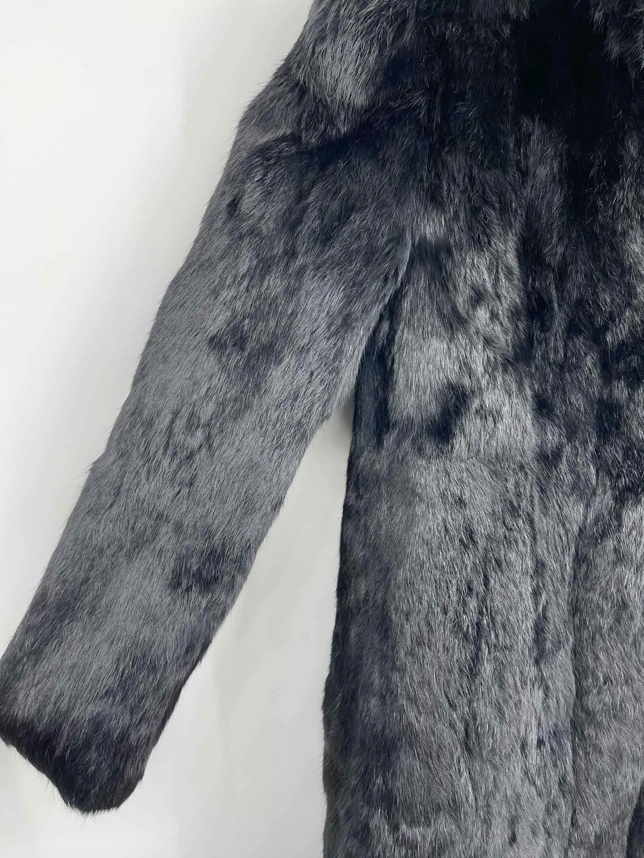 Nikki Size M Black Fur Rabbit Coats Trenchcoat