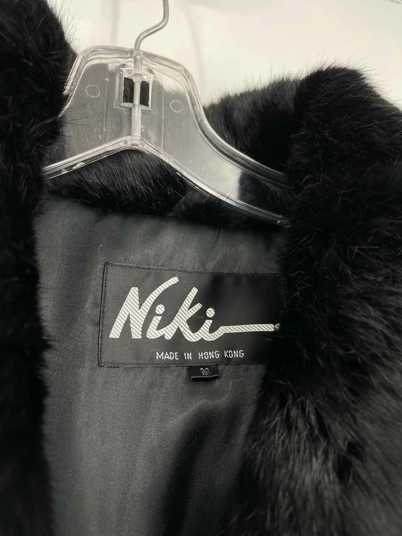 Nikki Size M Black Fur Rabbit Coats Trenchcoat