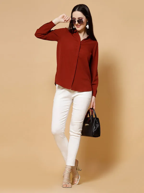 Odour Free Spread Collar Long Sleeves Formal Shirt For Women