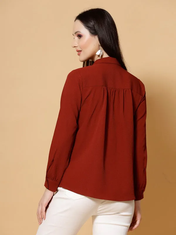 Odour Free Spread Collar Long Sleeves Formal Shirt For Women