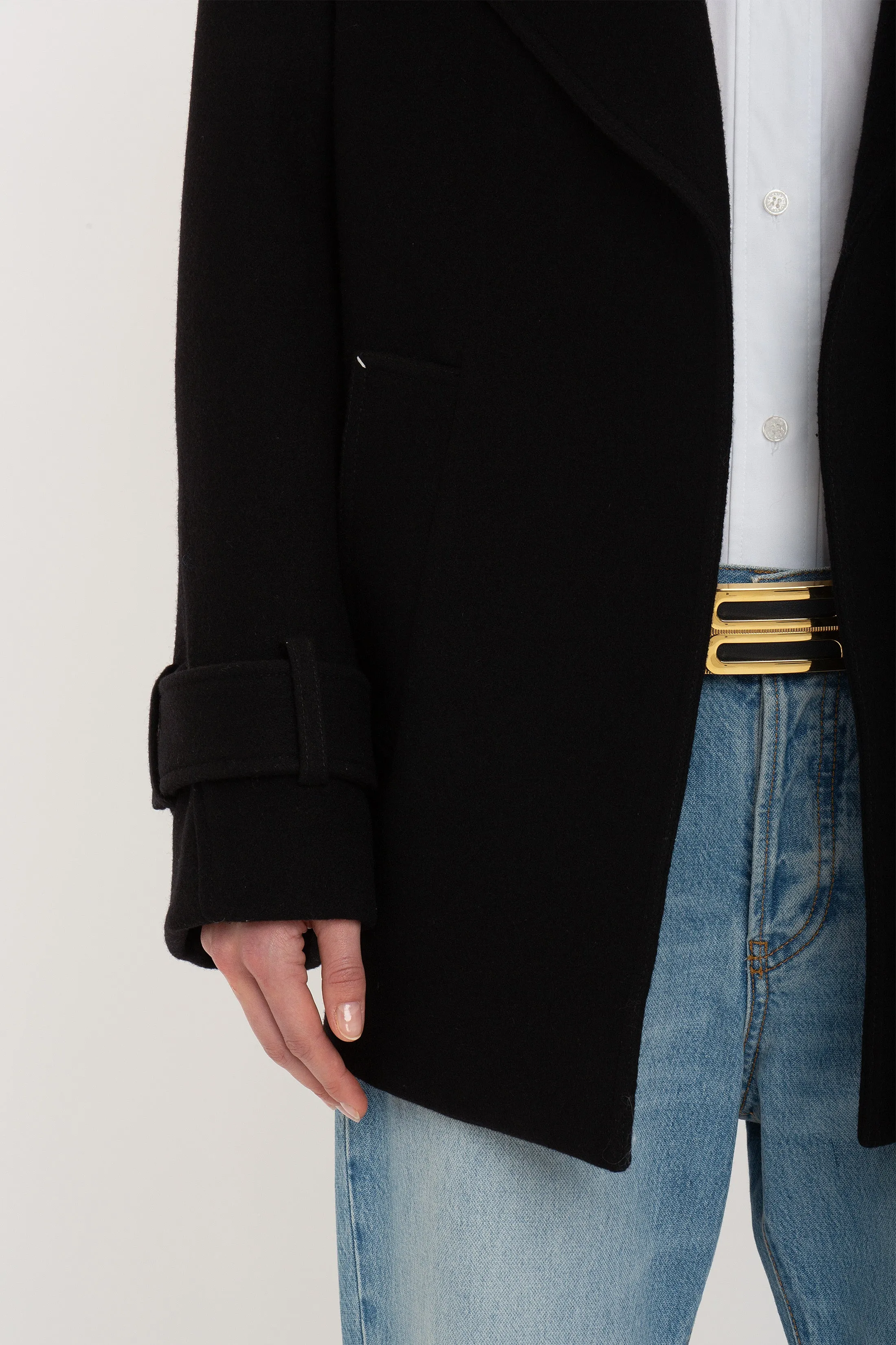 Oversized Pea Coat In Black