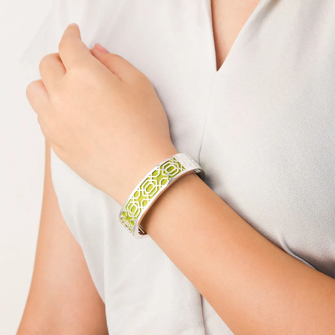 Peranakan Grace Bangle - Pomelo Green - Sterling Silver