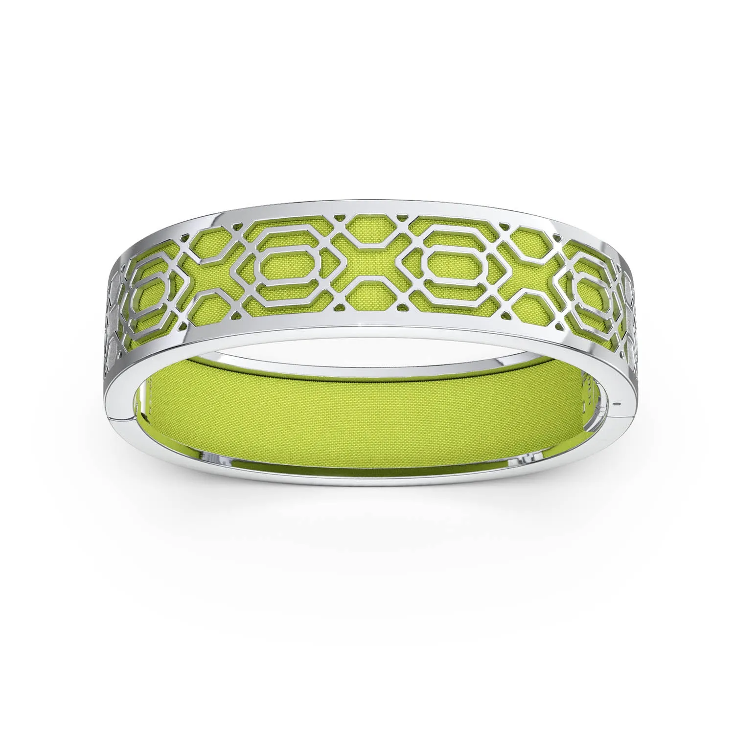 Peranakan Grace Bangle - Pomelo Green - Sterling Silver