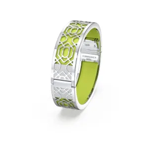 Peranakan Grace Bangle - Pomelo Green - Sterling Silver