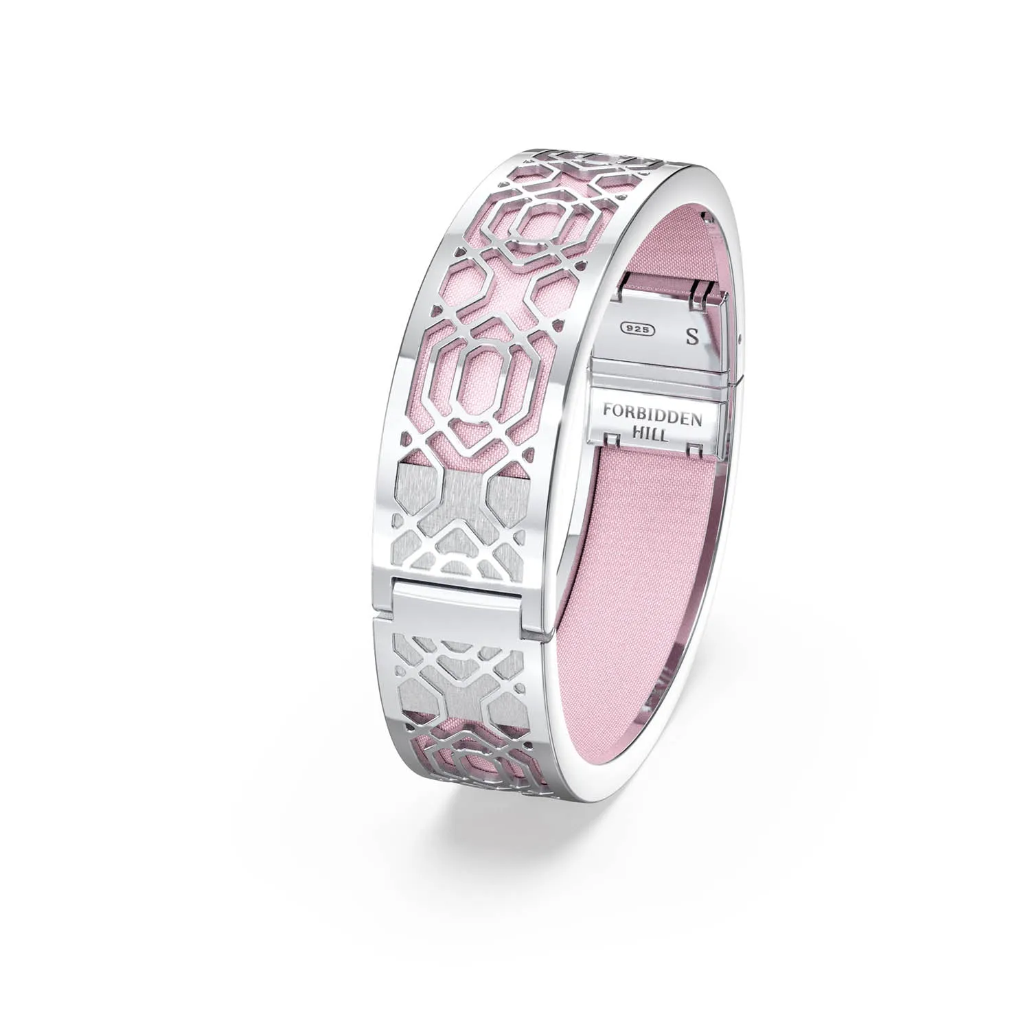 Peranakan Grace Bangle - Shophouse Pink - Sterling Silver