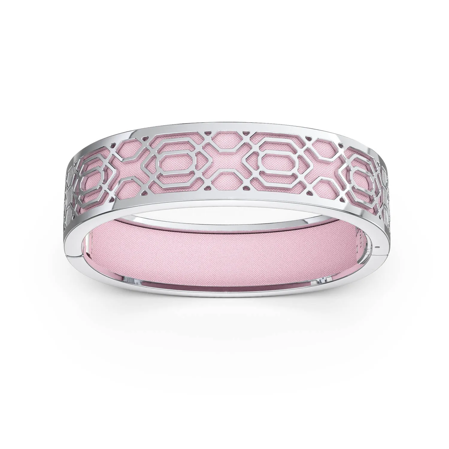 Peranakan Grace Bangle - Shophouse Pink - Sterling Silver