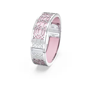 Peranakan Grace Bangle - Shophouse Pink - Sterling Silver