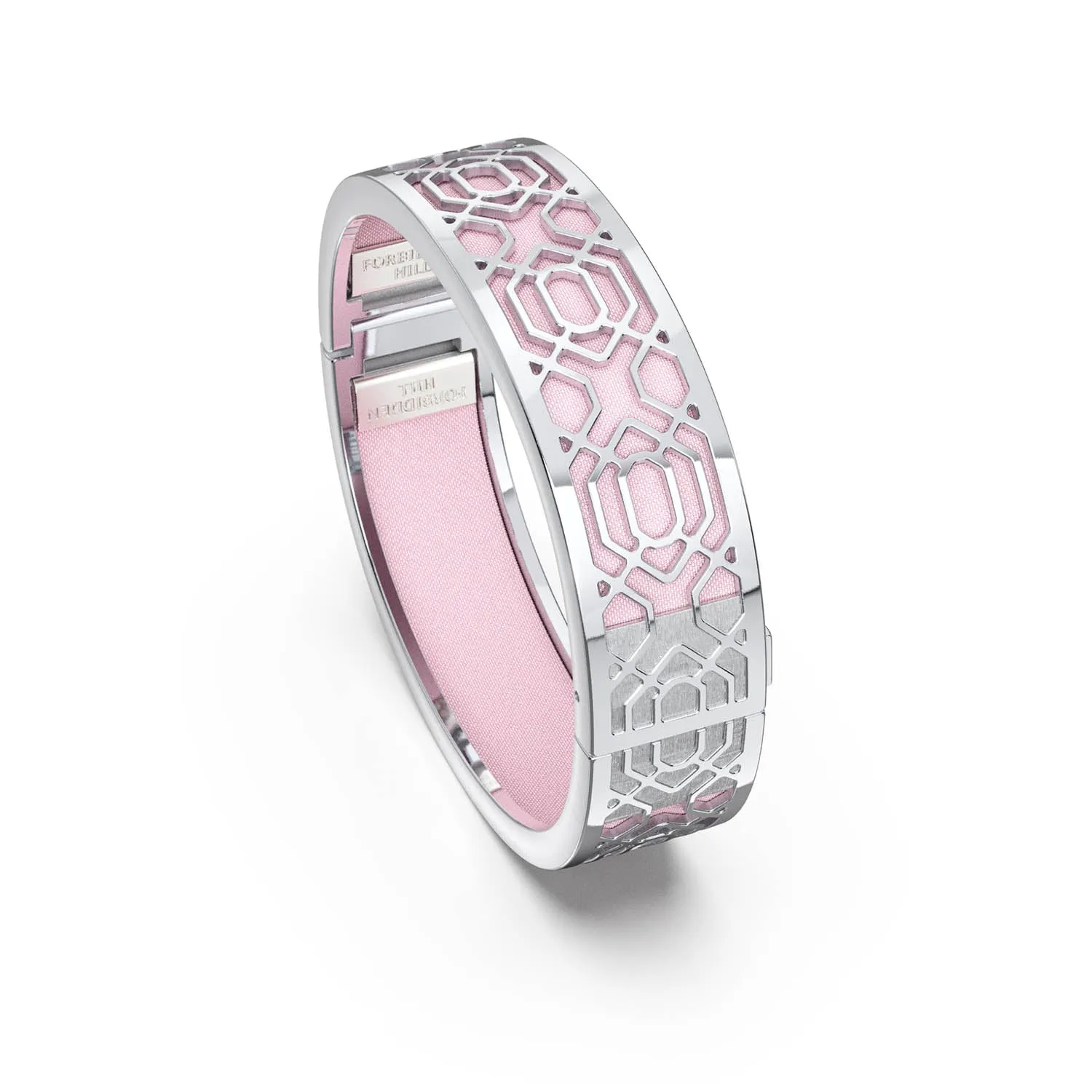 Peranakan Grace Bangle - Shophouse Pink - Sterling Silver