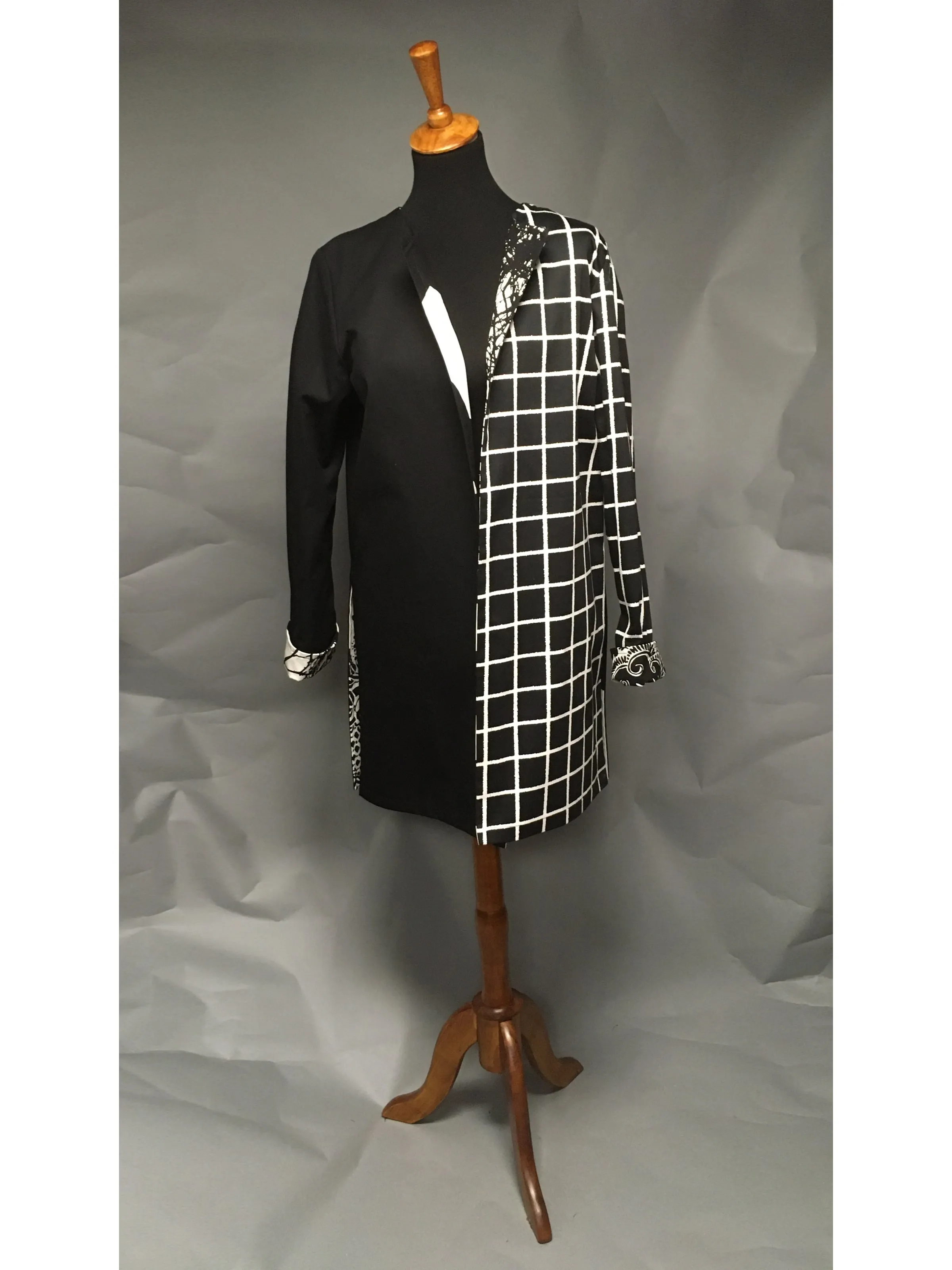 *Pieced Cotton in Black Reversible Coat