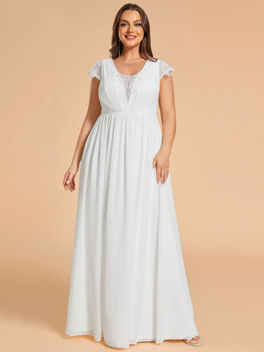 Plus Size Sleeveless V-Neck Chiffon Wedding Dresses