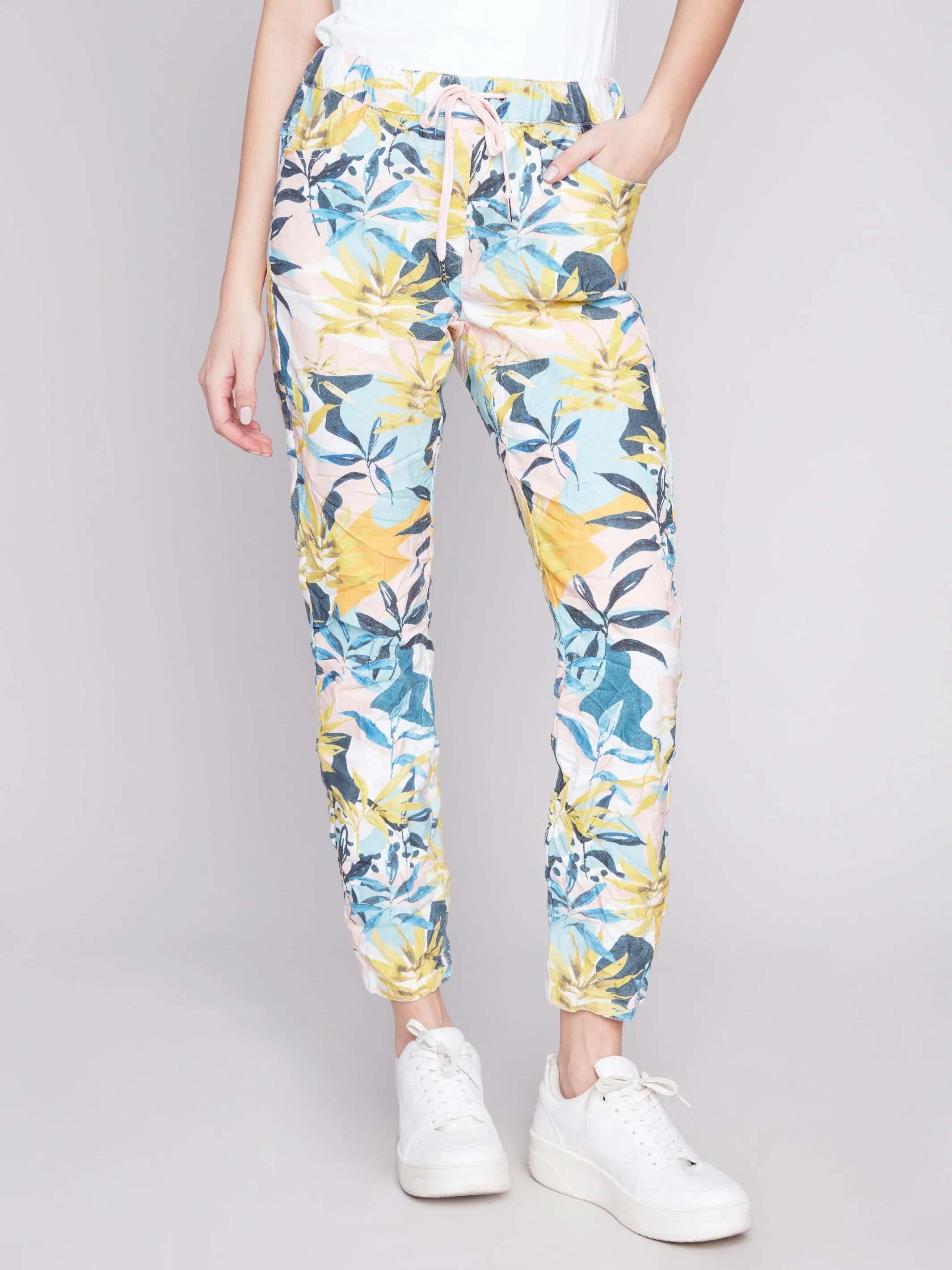 Printed Crinkle Jogger Pants - Resort