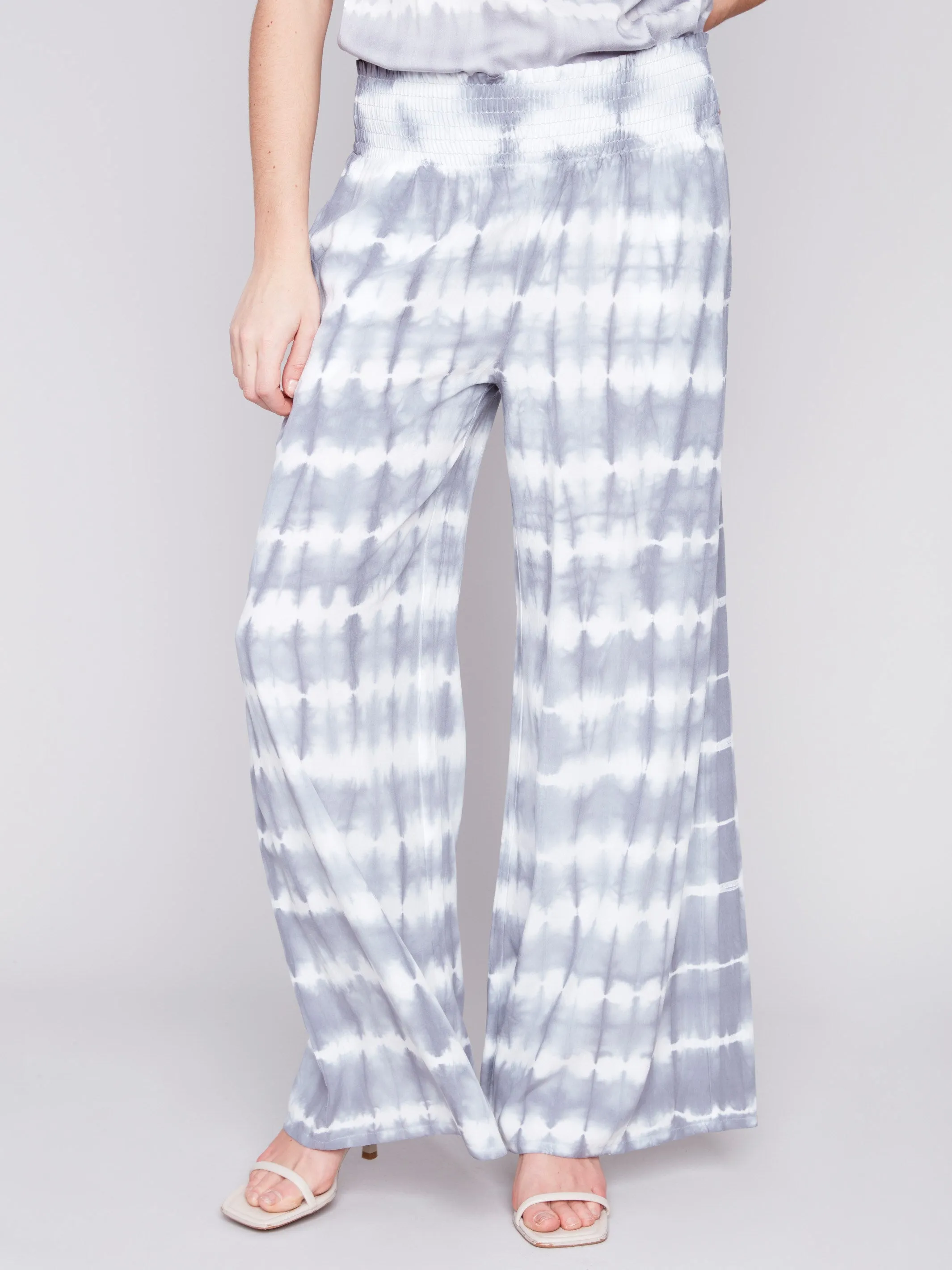 Printed Flowy Palazzo Pants - Ceramic