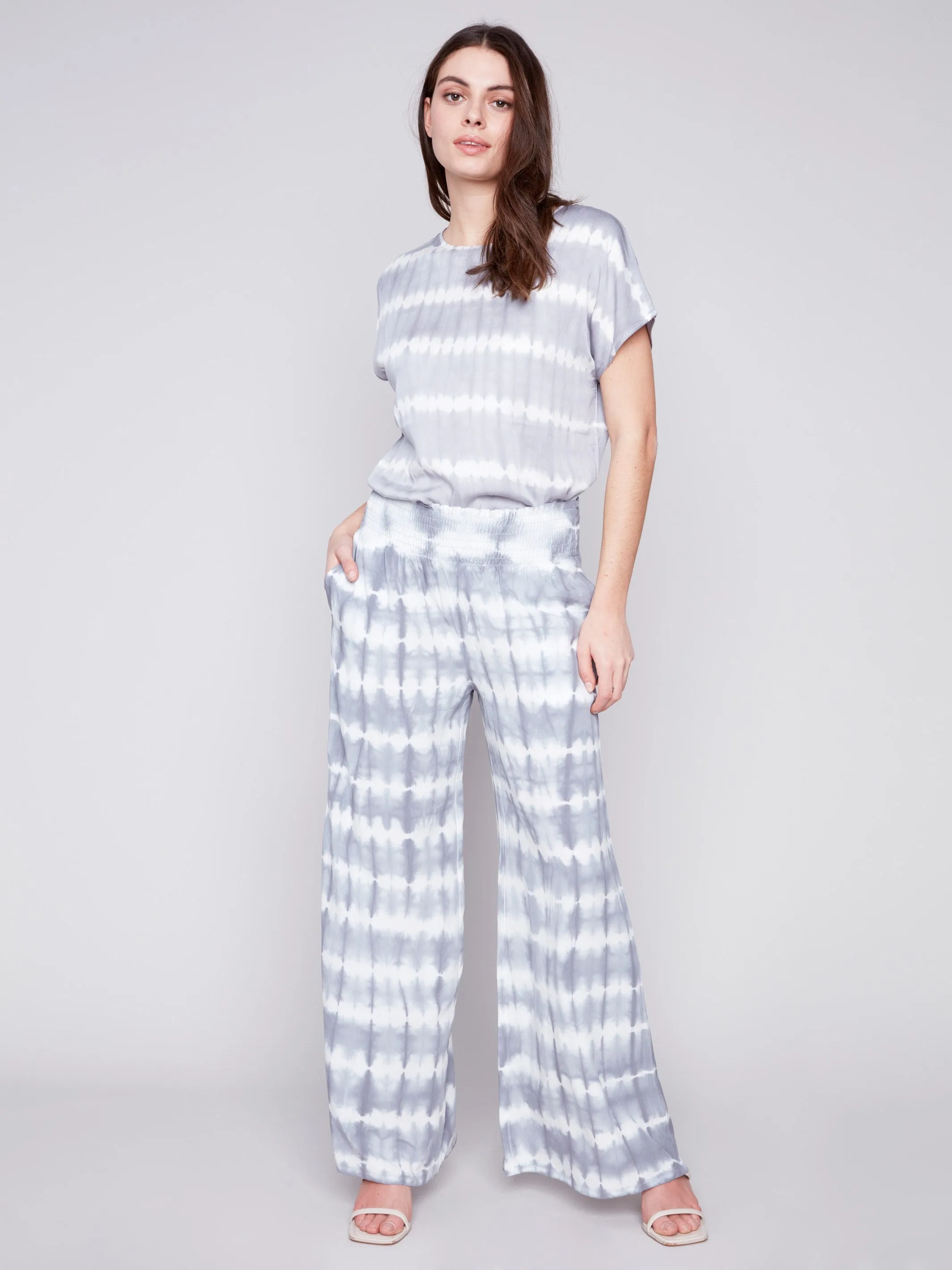 Printed Flowy Palazzo Pants - Ceramic