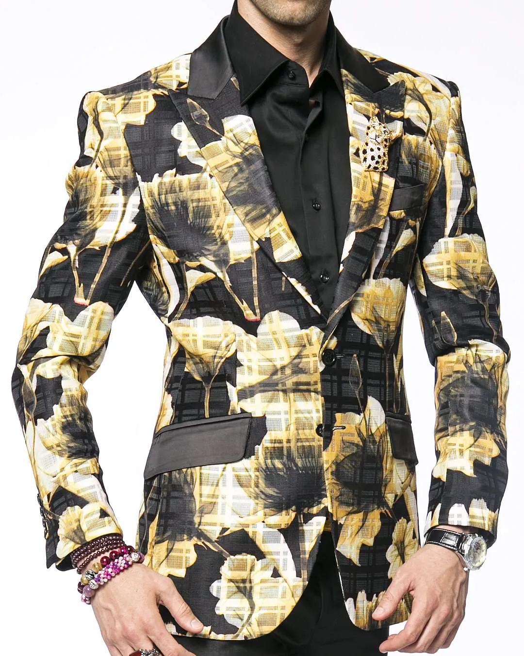 Prom Blazer B. Flower Yellow -38R-  Prom - Tuxedo - Wedding