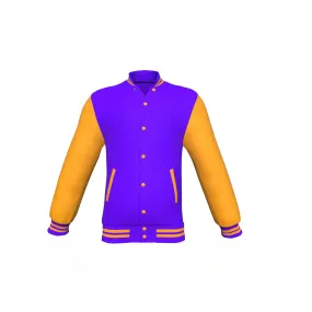 Purple Varsity Letterman Jacket with Gold Sleeves