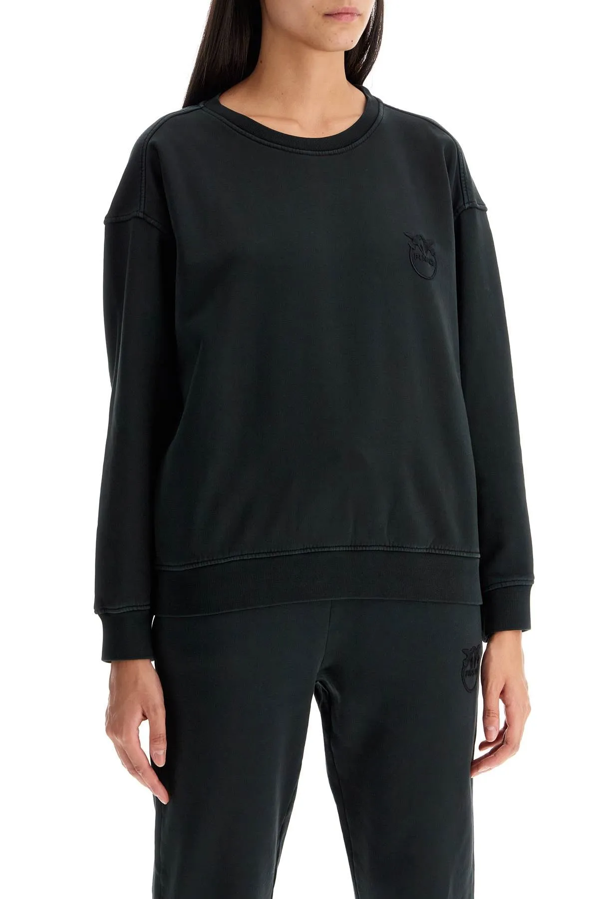 "embroidered logo crewneck 101831 A21P NERO CAVIALE