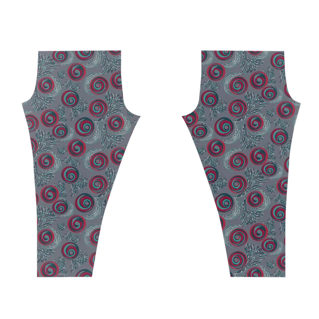 Red Blue Spiral Gray Leggings for women XS-2XL