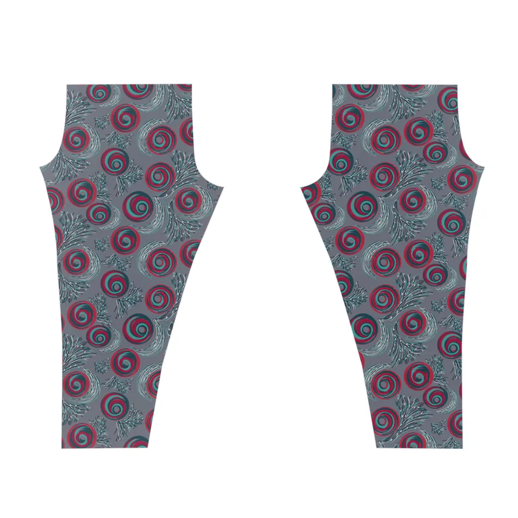 Red Blue Spiral Gray Leggings for women XS-2XL