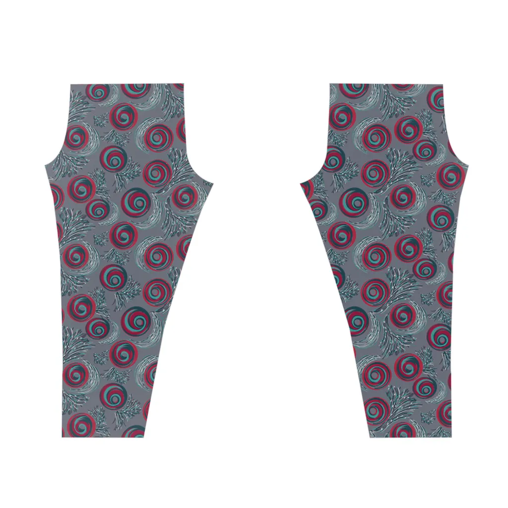 Red Blue Spiral Gray Leggings for women XS-2XL