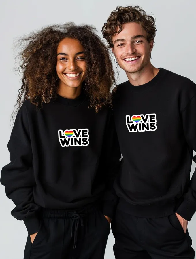 RETRO LOVE WINS SWEATER - BLACK - UNISEX