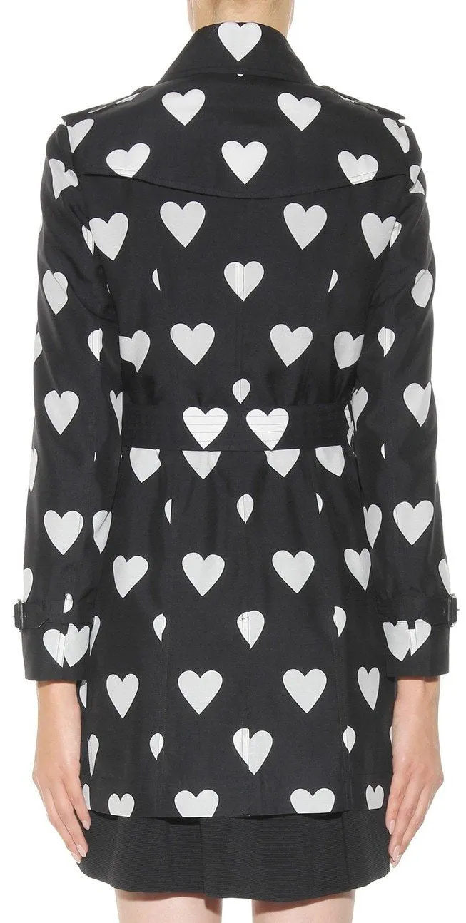 'Sandringham' Black & White Heart Printed Trench Coat